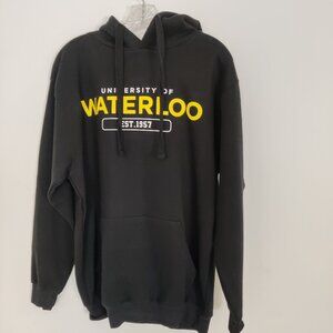 University of Waterloo Hoodie Black Size Large Cotton Casual Gorpcore